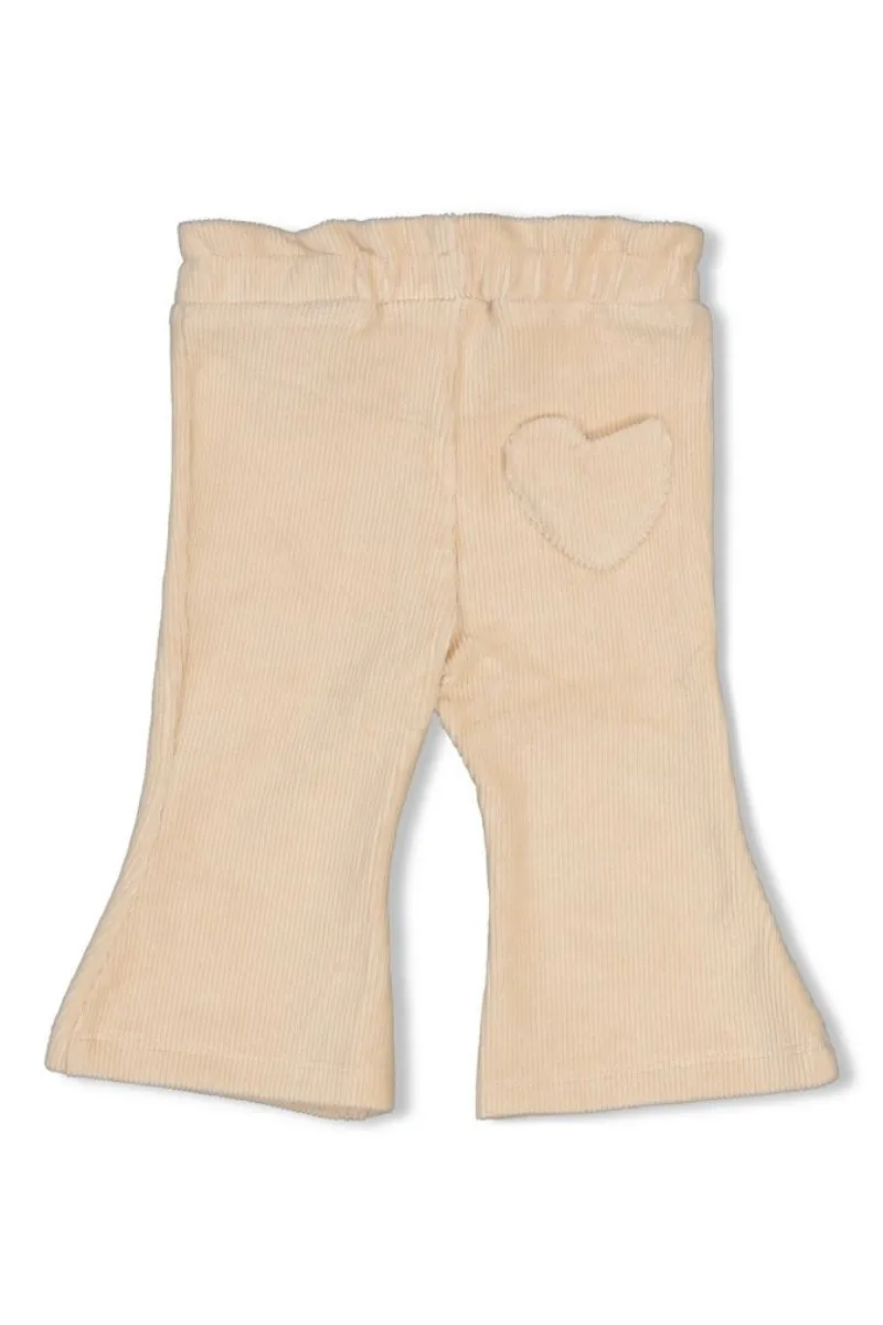 Feetje Flare broek van velours rib met Lucky Bloombird-print, offwhite